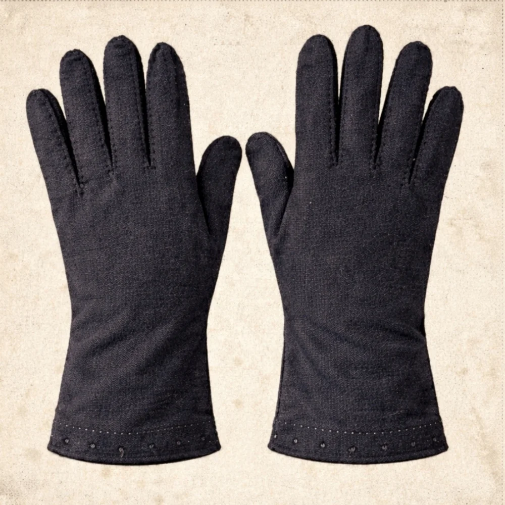 VINTAGE Black Fancy Retro Gloves Medium Evening